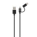 Cable 2 en 1 Micro USB + USB tipo C TNB negro 1 m